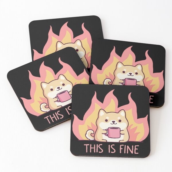 Item preview, Shiba Inu Holding Coffee Mug This Is Fine designed and sold by Gkinoki.