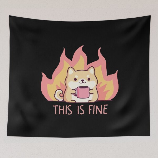 Item preview, Shiba Inu Holding Coffee Mug This Is Fine designed and sold by Gkinoki.