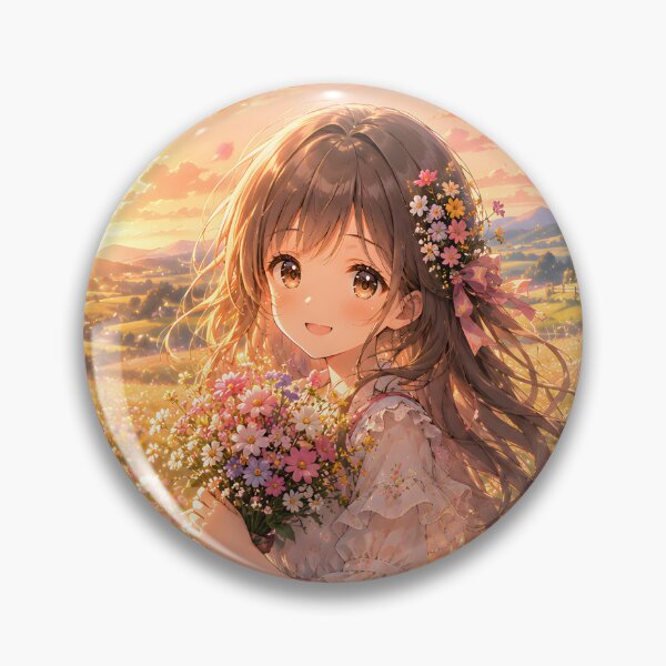 Item preview, Golden Hour Anime Girl in Flower Paradise designed and sold by konkapo00.