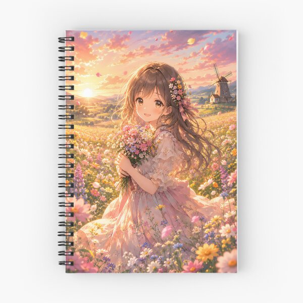 Item preview, Golden Hour Anime Girl in Flower Paradise designed and sold by konkapo00.