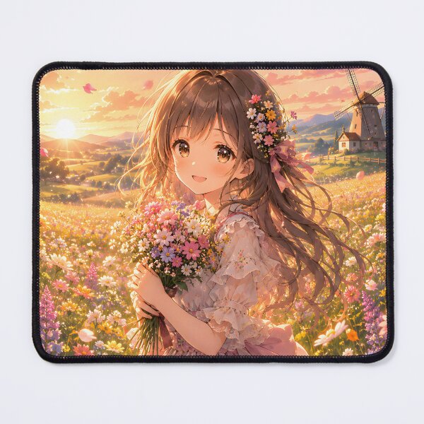 Item preview, Golden Hour Anime Girl in Flower Paradise designed and sold by konkapo00.