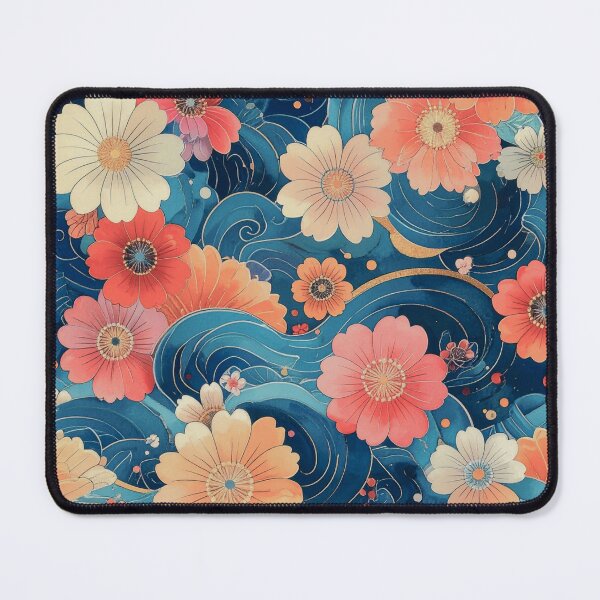 Item preview, Waves of Wildflowers (coral-multi blue) designed and sold by WeaveSphere.