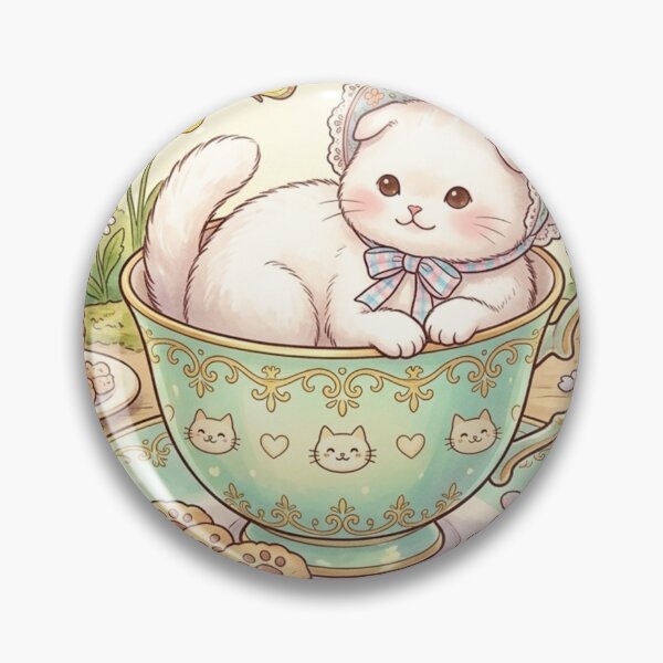 Item preview, Cute Kawaii Cats Teaparty - Whimsical Pastel Kitten Art designed and sold by MemoMetaverse.