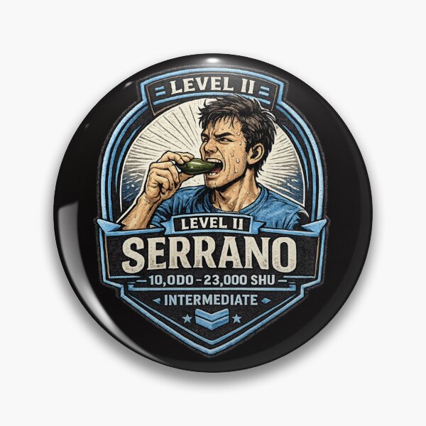 Item preview, Serrano Heat Level Badge – Level II Intermediate | Chili Pepper Challenge Patch designed and sold by Tadeusz1.