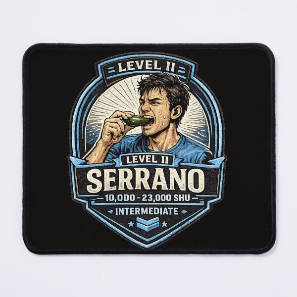 Item preview, Serrano Heat Level Badge – Level II Intermediate | Chili Pepper Challenge Patch designed and sold by Tadeusz1.