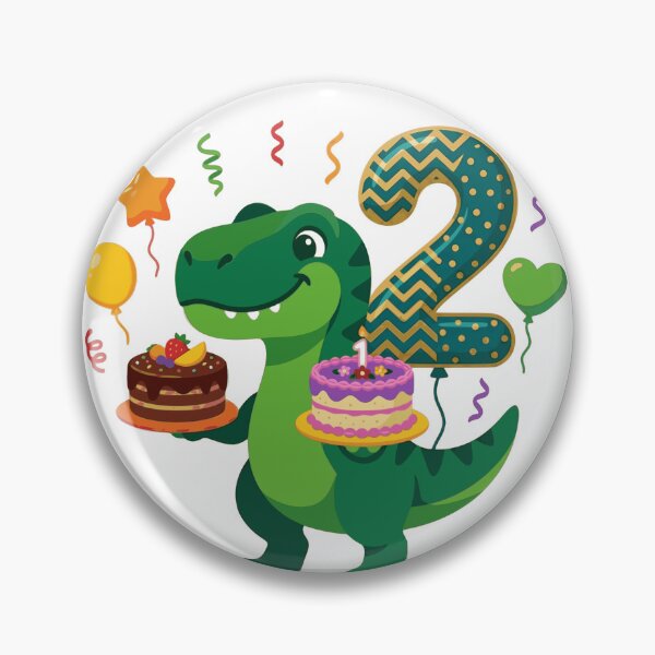 Item preview, Two Saurus green T-rex 2nd Birthday Gift Toddler Dino Lover cakes designed and sold by Tronstell.