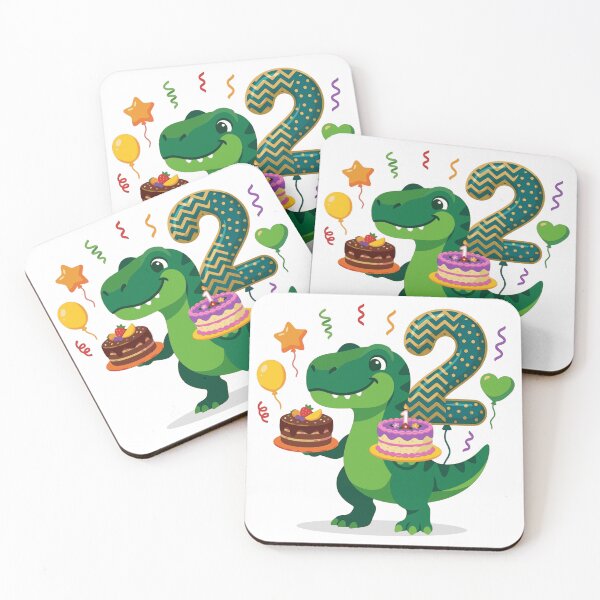 Item preview, Two Saurus green T-rex 2nd Birthday Gift Toddler Dino Lover cakes designed and sold by Tronstell.