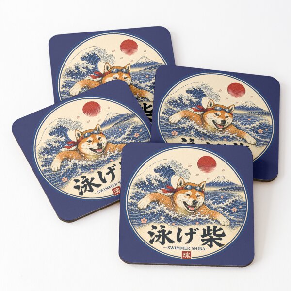 Item preview, Swimmer Shiba Japanese Ukiyo-e Wave Dog Sticker/T-Shirt Art designed and sold by Locker39.