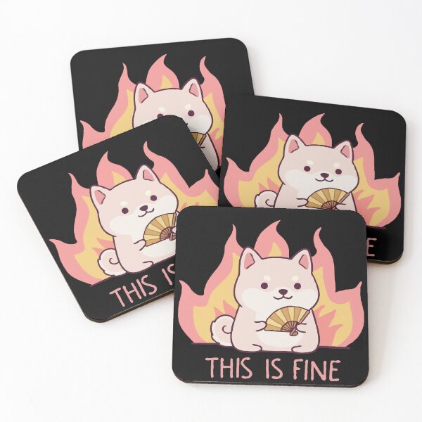 Item preview, Shiba Inu Holding Fan This Is Fine designed and sold by Gkinoki.