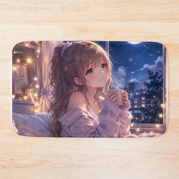 Item preview, Moonlit Pajama Girl in a Cozy Dreamscape designed and sold by konkapo00.