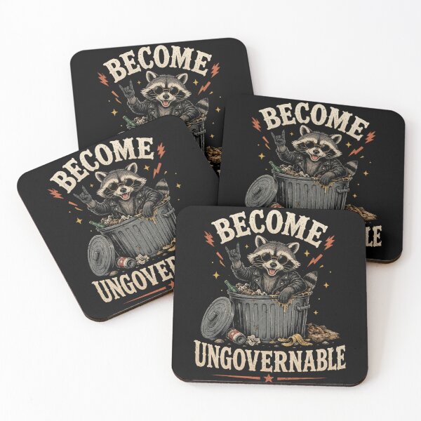 Item preview, Become Ungovernable Raccoon – Punk Chaos Vintage Illustration designed and sold by Trendymindvibes.
