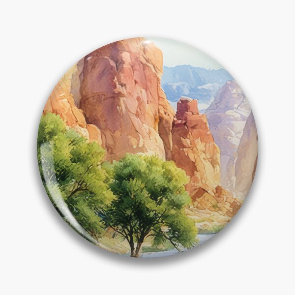 Item preview, Red Rock Canyon River Watercolor Landscape Art designed and sold by MargaretWiktor.