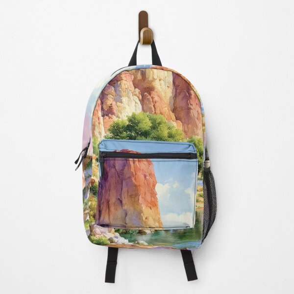 Item preview, Red Rock Canyon River Watercolor Landscape Art designed and sold by MargaretWiktor.