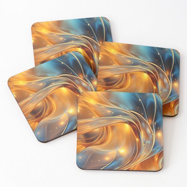 Item preview, Luxury Teal and Gold Liquid Glass Waves Abstract Fluid Amber Glow designed and sold by LYAN-STORE.