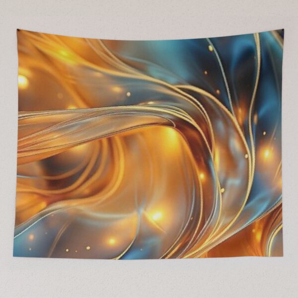 Item preview, Luxury Teal and Gold Liquid Glass Waves Abstract Fluid Amber Glow designed and sold by LYAN-STORE.