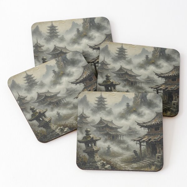 Item preview, Misty Traditional Village with Pagodas Oil Painting designed and sold by Pioneer Spirit Market.