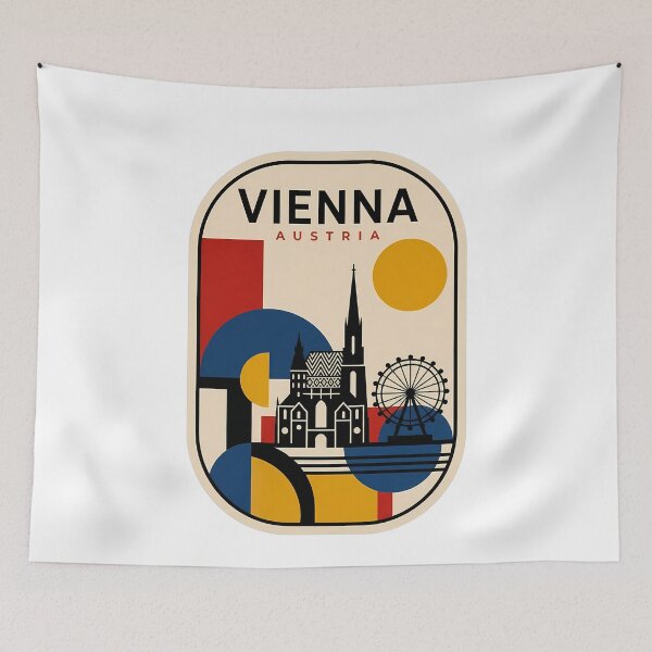 Item preview, Vienna Austria Geometric Travel Poster Style designed and sold by k3rstman1.