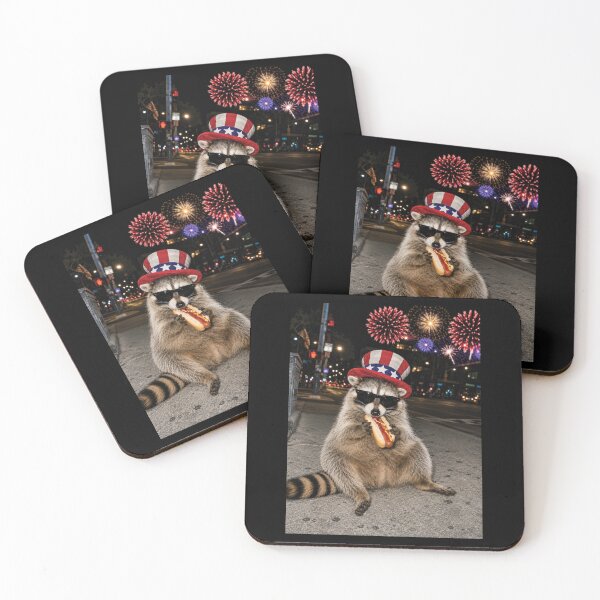 Item preview, Funny Raccoon Eating Hot Dog 4th of July designed and sold by Schroedingerska.