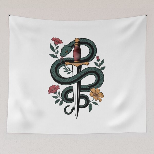 Item preview, Snake Sword Floral Vintage Gothic Illustration designed and sold by AddlPoolart.