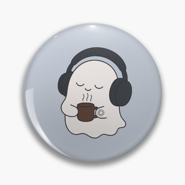 Item preview, Cute Cozy Ghost With Headphone Coffee designed and sold by suncorner28.