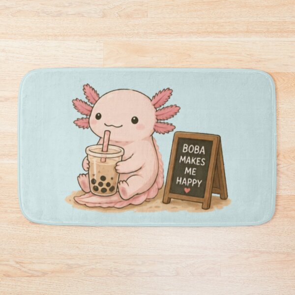 Item preview, Cute Axolotl with Boba Tea designed and sold by MellowMunchkins.