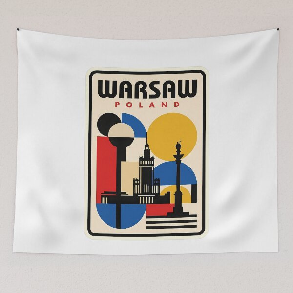 Item preview, Warsaw Poland Retro Geometric Travel Skyline designed and sold by k3rstman1.