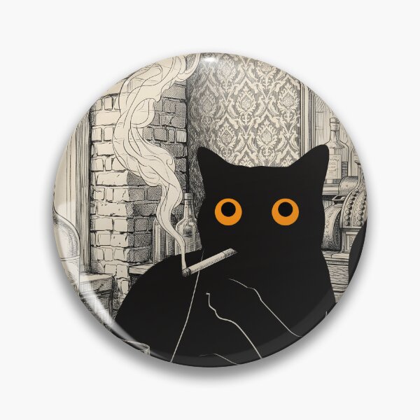 Item preview, Vintage Cat Noir style with Cigarette and Gun designed and sold by PurrfectHome.