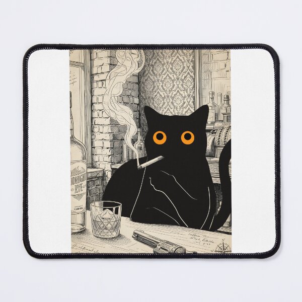 Item preview, Vintage Cat Noir style with Cigarette and Gun designed and sold by PurrfectHome.