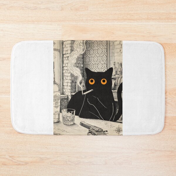 Item preview, Vintage Cat Noir style with Cigarette and Gun designed and sold by PurrfectHome.