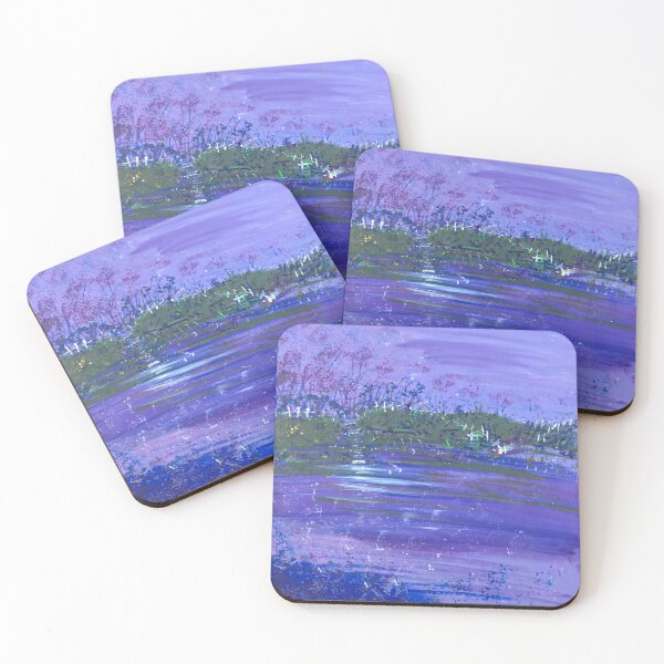 Item preview, Modern impressionist abstract night lake scene designed and sold by JoLloyd7.