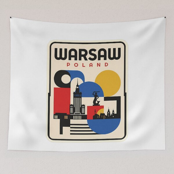 Item preview, Warsaw Poland Retro Geometric Travel Poster designed and sold by k3rstman1.