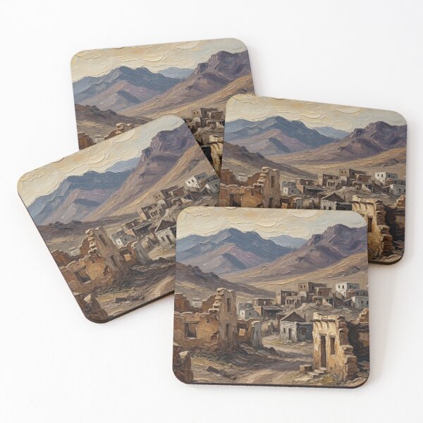 Item preview, Desert Village with Mountains Oil Painting designed and sold by Pioneer Spirit Market.