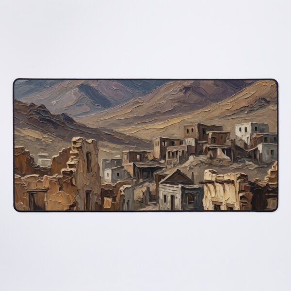 Item preview, Desert Village with Mountains Oil Painting designed and sold by Pioneer Spirit Market.