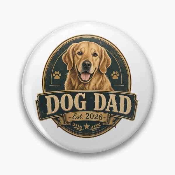 Item preview, Dog Dad Est 2026 Golden Retriever Vintage Badge T-Shirt designed and sold by Ashley critters.