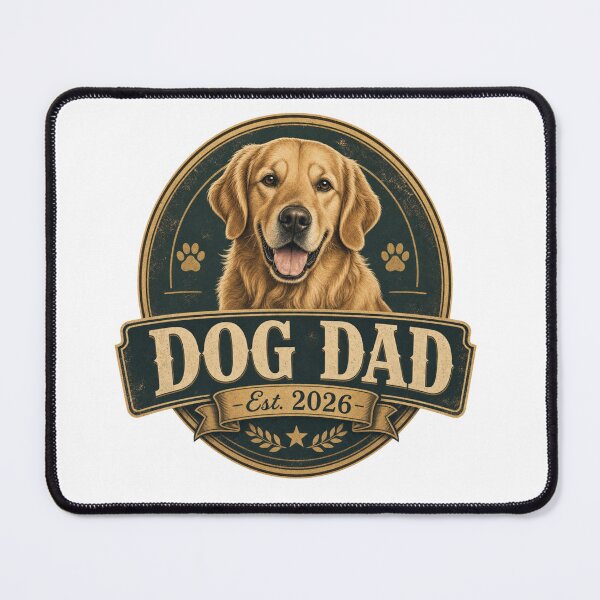 Item preview, Dog Dad Est 2026 Golden Retriever Vintage Badge T-Shirt designed and sold by Ashley critters.