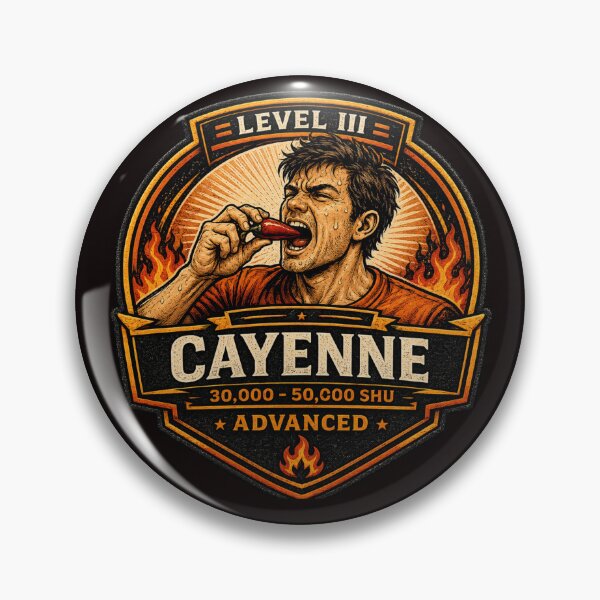 Item preview, Cayenne Heat Level Badge – Level III Advanced | Chili Pepper Challenge Patch designed and sold by Tadeusz1.