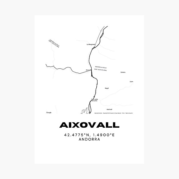 Item preview, Aixovall Map Print | Minimalist Road Map of Aixovall, Andorra designed and sold by RM-Journey.