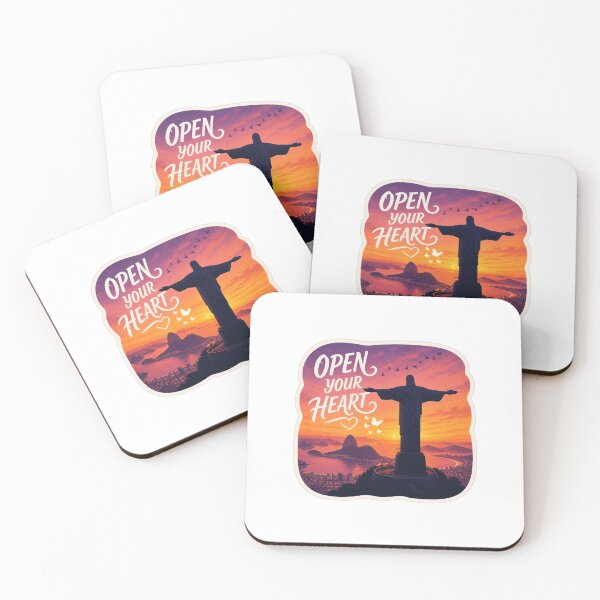Item preview, Open Your Heart Sticker – Christ the Redeemer Sunset Inspiration, Rio de Janeiro Travel Design designed and sold by Pandey14.