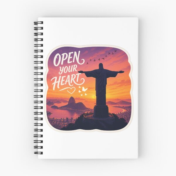 Item preview, Open Your Heart Sticker – Christ the Redeemer Sunset Inspiration, Rio de Janeiro Travel Design designed and sold by Pandey14.