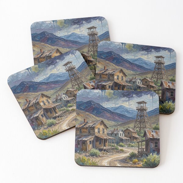 Item preview, Old Western Mining Town Oil Painting designed and sold by Pioneer Spirit Market.