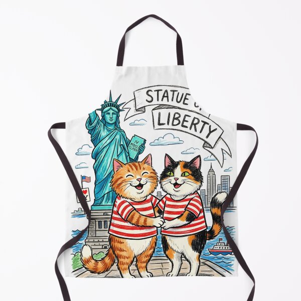 Item preview, Cute Cats at Statue of Liberty - Matching Striped Tee Kittens NYC Travel Art designed and sold by TaiwanMemory.