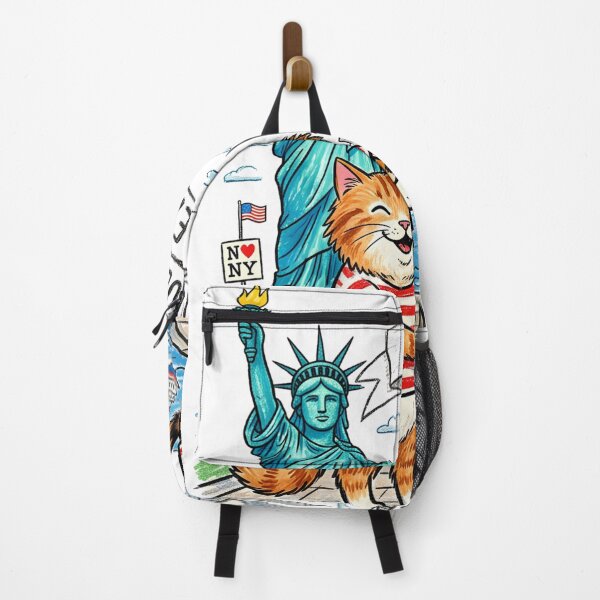 Item preview, Cute Cats at Statue of Liberty - Matching Striped Tee Kittens NYC Travel Art designed and sold by TaiwanMemory.