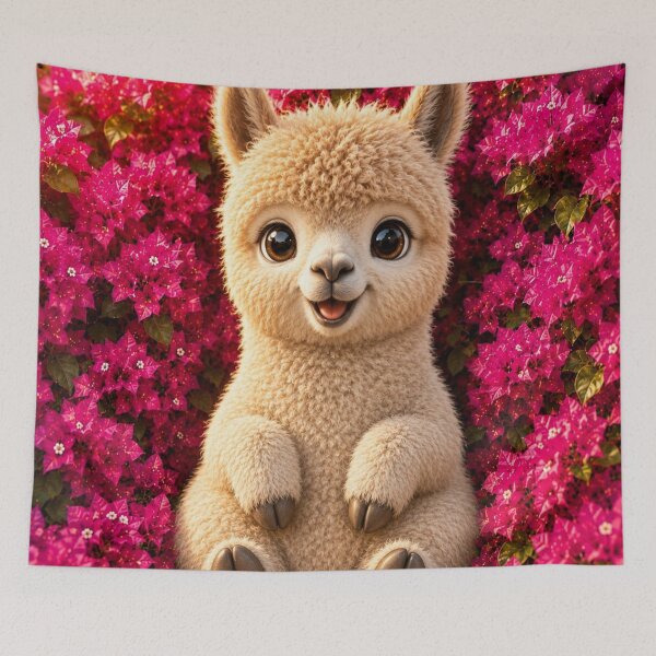 Item preview, Cute Alpaca in Blooming Pink Flowers designed and sold by Rohan132.