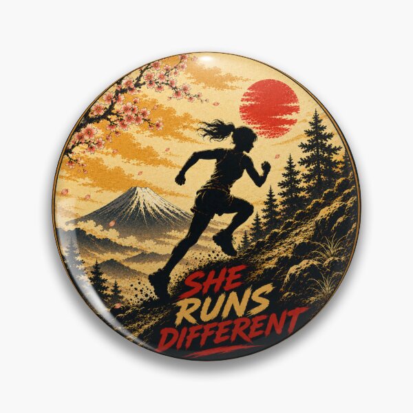 Item preview, She Runs Different Japanese Ukiyo-e Trail Running Sticker/T-Shirt Art designed and sold by Locker39.