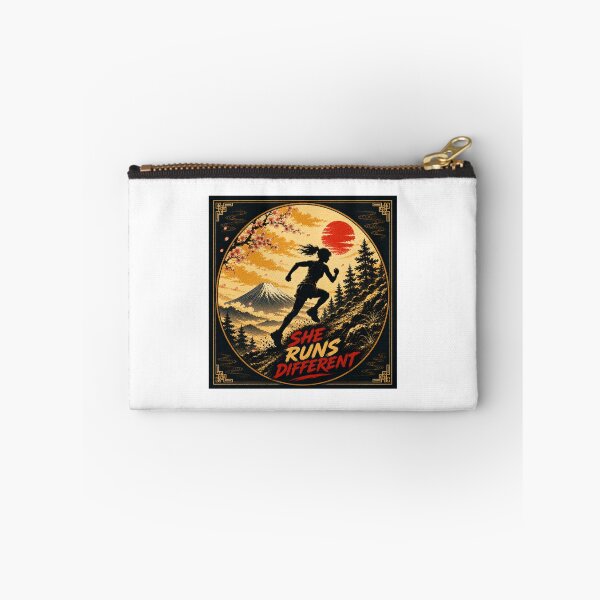 Item preview, She Runs Different Japanese Ukiyo-e Trail Running Sticker/T-Shirt Art designed and sold by Locker39.