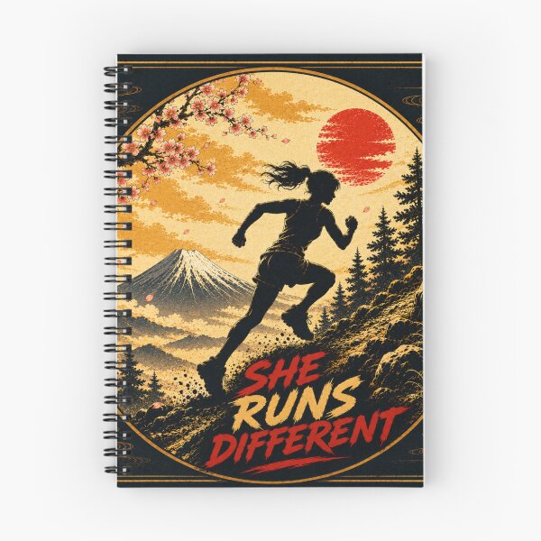 Item preview, She Runs Different Japanese Ukiyo-e Trail Running Sticker/T-Shirt Art designed and sold by Locker39.