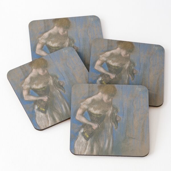 Item preview, Woman Lacing Her Corset in Pastel designed and sold by artofuniverse.