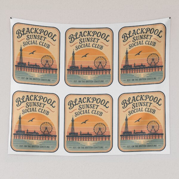 Item preview, Blackpool Sunset Social Club - Retro British Seaside Graphic designed and sold by Barcud Designs.