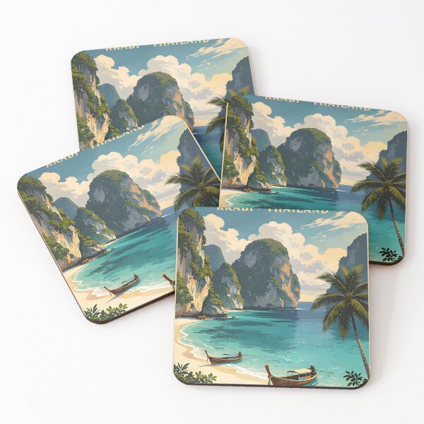 Item preview, Vintage  Maya Bay Thailand Vintage Travel Poster Tropical Beach Wall Art designed and sold by Spirit of Siam.