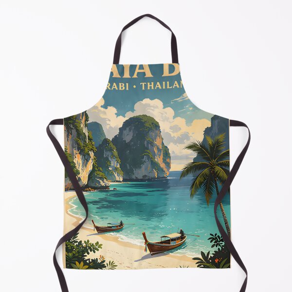 Item preview, Vintage Maya Bay Thailand Vintage Travel Poster Tropical Beach Wall Art designed and sold by Spirit of Siam.